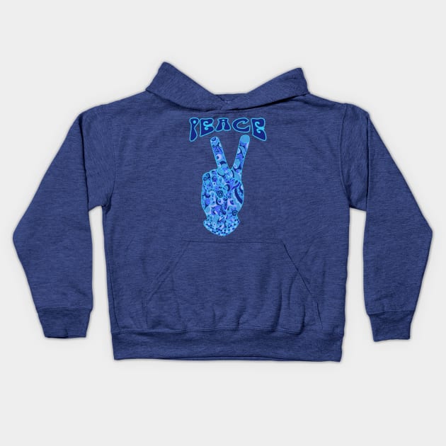 Peace Sign in Cool Blues Kids Hoodie by TimeTravellers